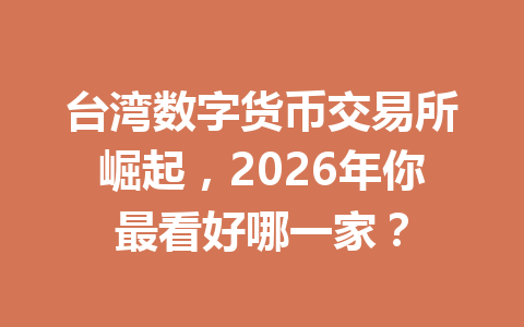 台湾数字货币交易所崛起，2026年你最看好哪一家？