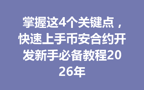 掌握这4个关键点,快速上手币安合约开发新手必备教程2026年