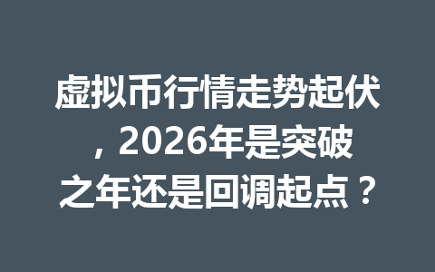 虚拟币行情走势起伏，2026年是突破之年还是回调起点？
