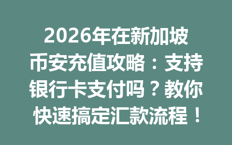 2026年在新加坡币安充值攻略：支持银行卡支付吗？教你快速搞定汇款流程！