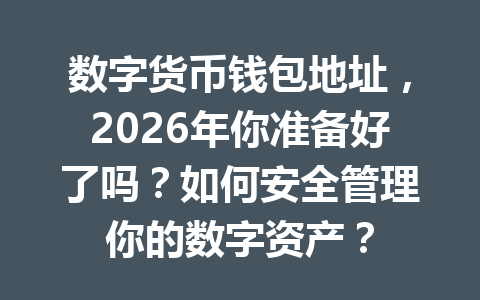 数字货币钱包地址,2026年你准备好了吗?如何安全管理你的数字资产?