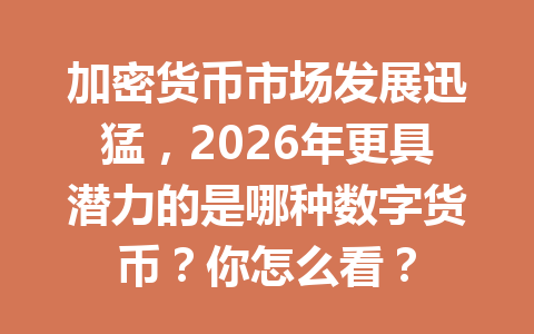 加密货币市场发展迅猛，2026年更具潜力的是哪种数字货币？你怎么看？