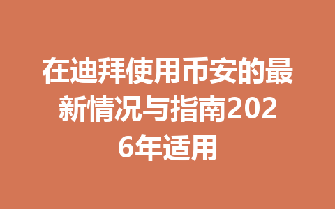 在迪拜使用币安的最新情况与指南2026年适用