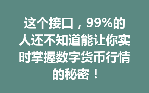 这个接口，99%的人还不知道能让你实时掌握数字货币行情的秘密！
