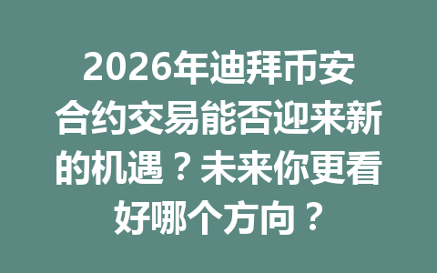 2026年迪拜币安合约交易能否迎来新的机遇？未来你更看好哪个方向？