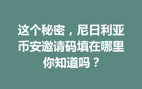 这个秘密,尼日利亚币安邀请码填在哪里你知道吗?